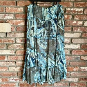 Y2K Tiered Retro Smocked Waist Midi Skirt